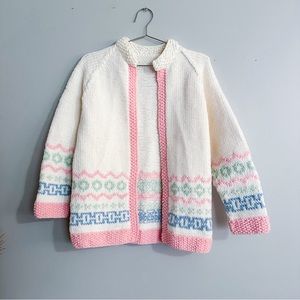 Vintage Handmade Crochet Knit Cardigan Sweater